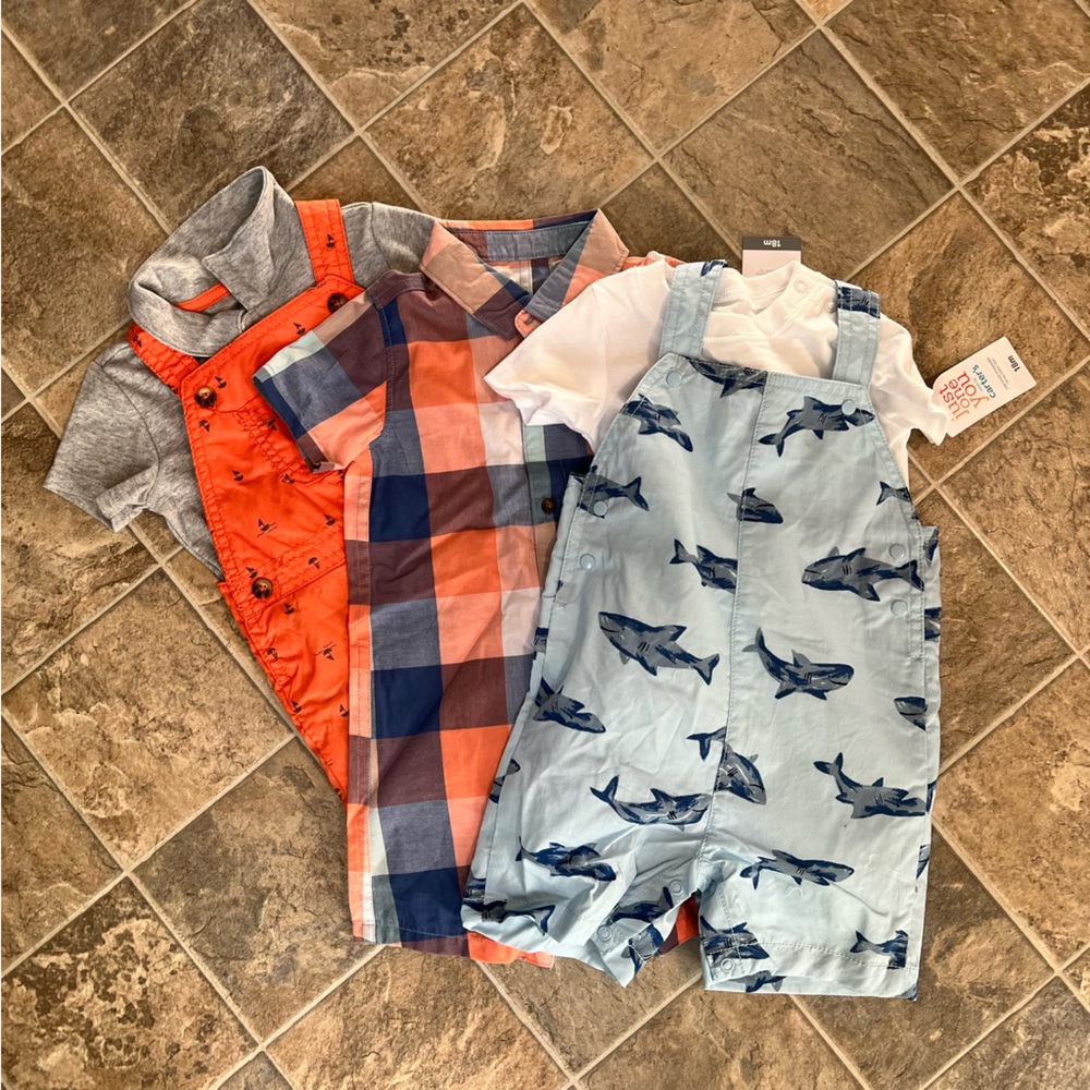 NWT Carter’s Baby Boy Romper Sets 12-18 Months